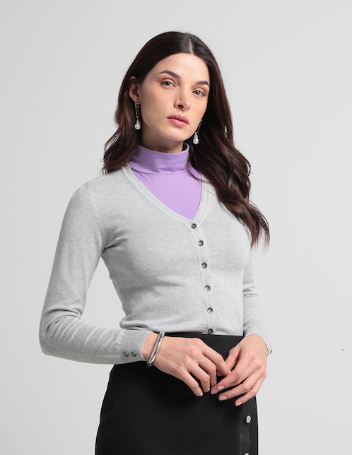 Suéter cuello v para mujer 1