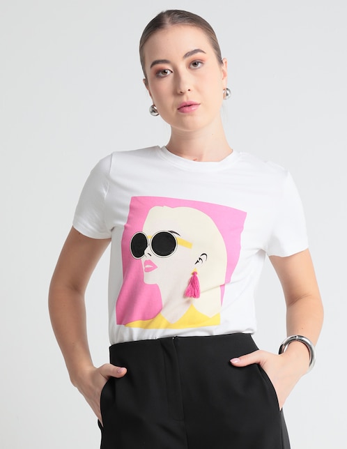 Playera manga corta Metropolis cuello redondo para mujer