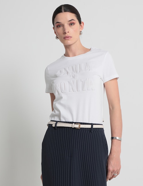 Playera manga corta Metropolis cuello redondo para mujer