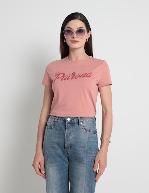 Playera manga corta cuello redondo para mujer 1