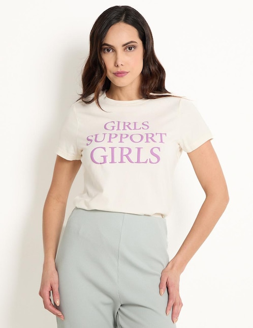 Playera manga corta Metropolis cuello redondo para mujer