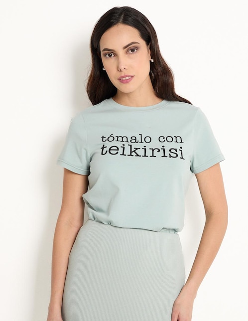 Playera manga corta Metropolis cuello redondo para mujer