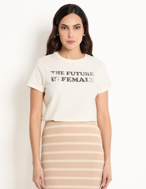 Playera manga corta Metropolis cuello redondo para mujer
