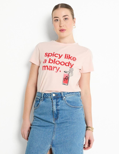 Playera manga corta Metropolis cuello redondo para mujer