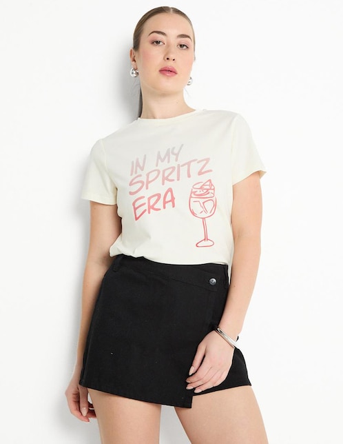 Playera manga corta cuello redondo para mujer 1
