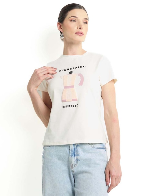 Playera manga corta Metropolis cuello redondo para mujer