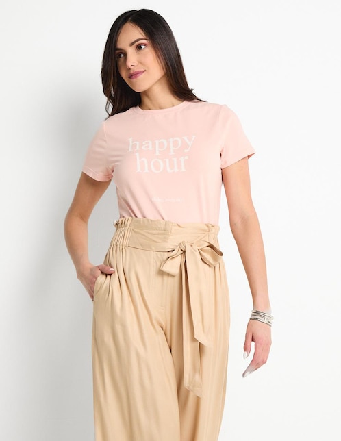 Playera manga corta cuello redondo para mujer 1