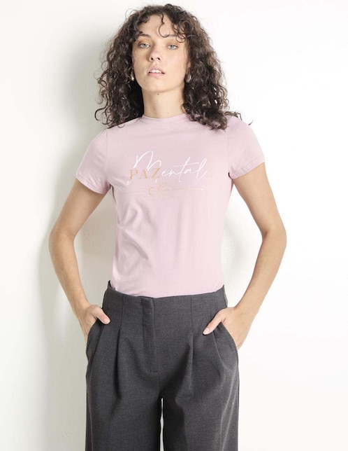 Playera manga corta Metropolis cuello redondo para mujer