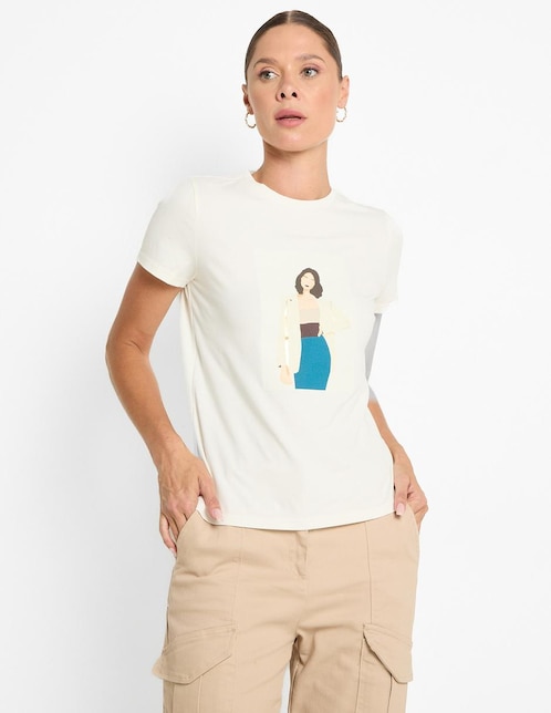 Playera manga corta Metropolis cuello redondo para mujer