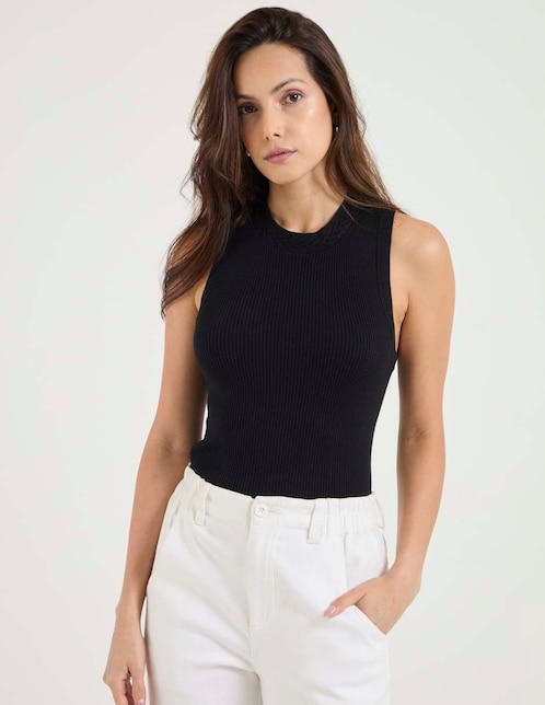TOP L MEDIO METROPOLIS, EG, NEGRO LISO
