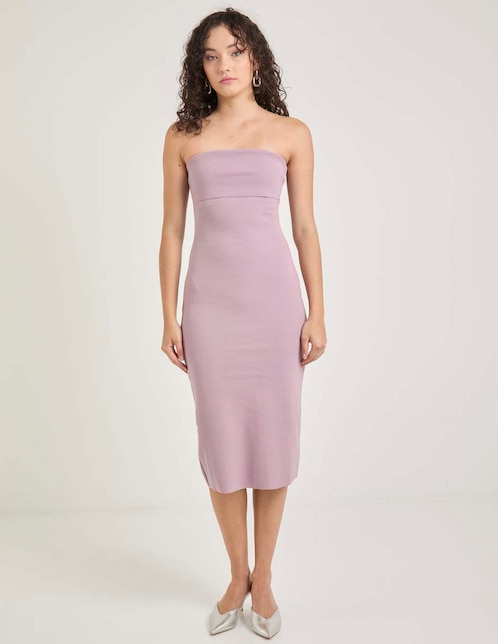 Vestido midi de fiesta escote bardot 1