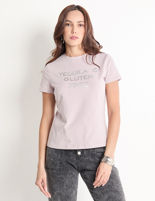 Playera manga corta cuello redondo para mujer 1