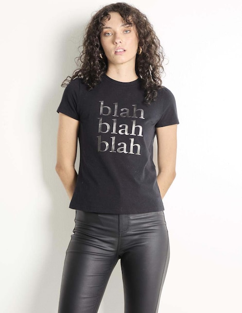 Playera manga corta Metropolis cuello redondo para mujer