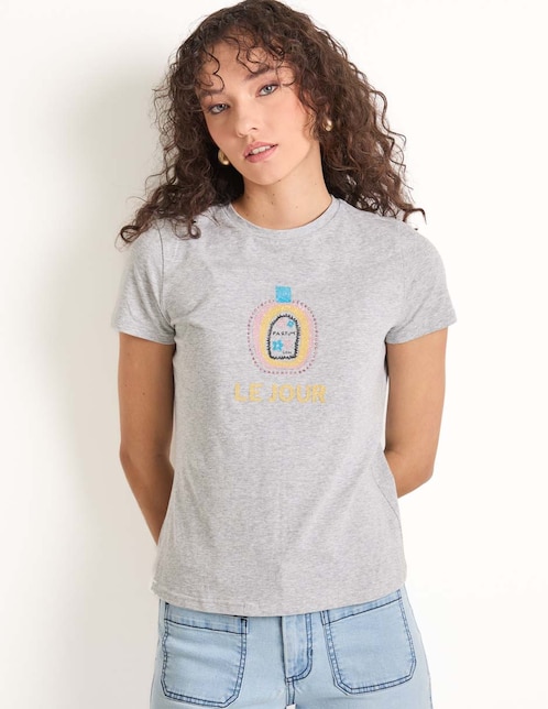 Playera manga corta Metropolis cuello redondo para mujer