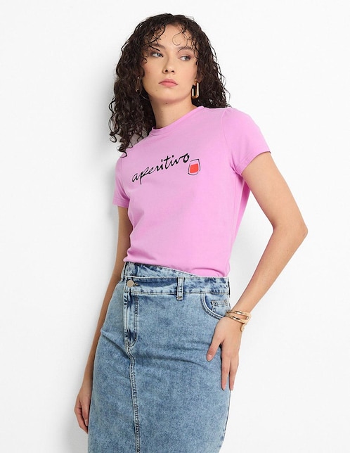 Playera manga corta cuello redondo para mujer 1