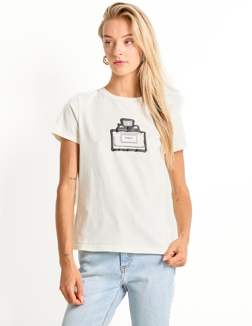 Playera manga corta Metropolis cuello redondo para mujer
