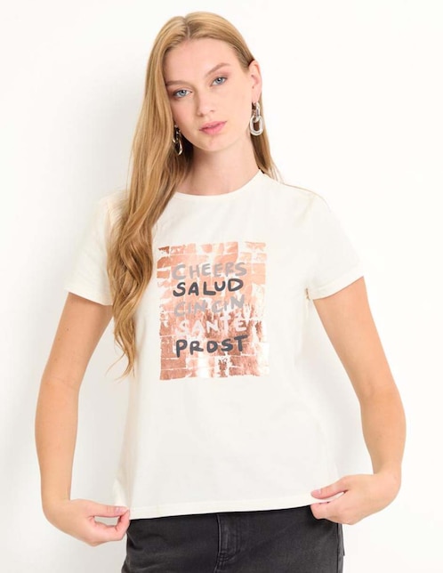 Playera manga corta Metropolis cuello redondo para mujer