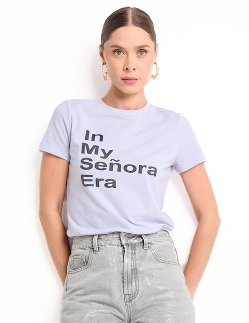 Playera manga corta Metropolis cuello redondo para mujer