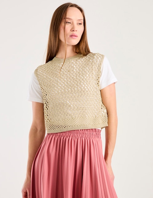 Playera manga corta Metropolis cuello redondo para mujer