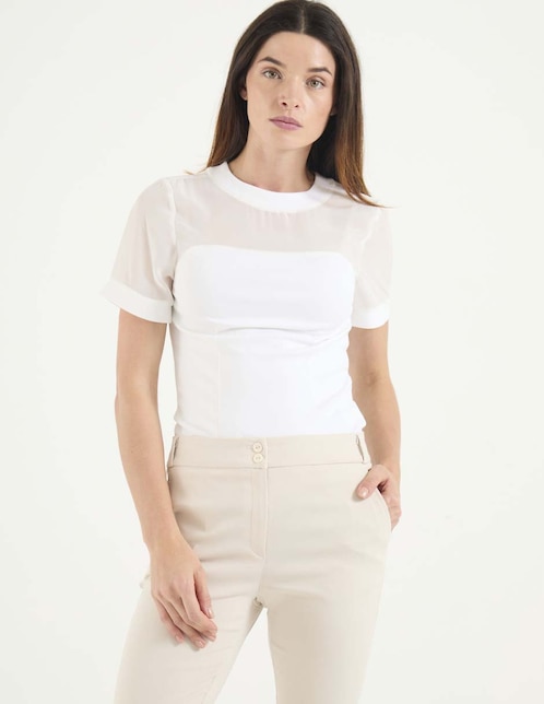 Playera manga corta cuello redondo para mujer 1