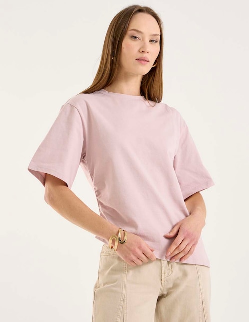 Playera manga corta Metropolis cuello redondo para mujer