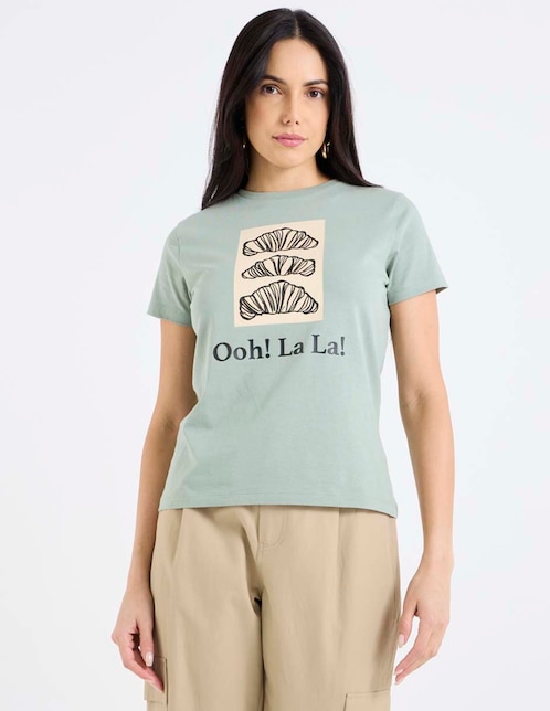 Playera manga corta Metropolis cuello redondo para mujer