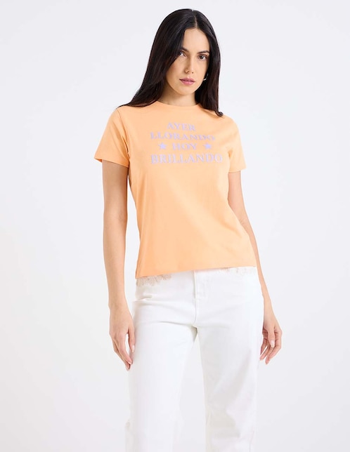 Playera manga corta Metropolis cuello redondo para mujer