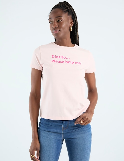 Playera manga corta Metropolis cuello redondo para mujer