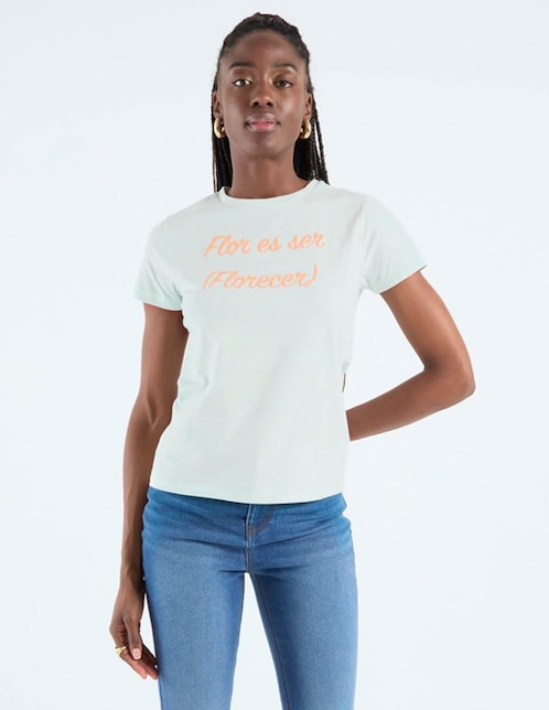 Playera manga corta Metropolis cuello redondo para mujer