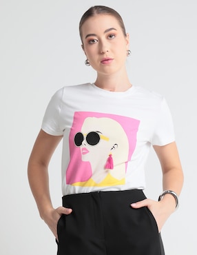 Playera manga corta Metropolis cuello redondo para mujer