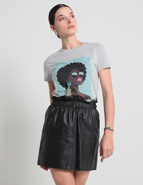 Playera manga corta Metropolis cuello redondo para mujer