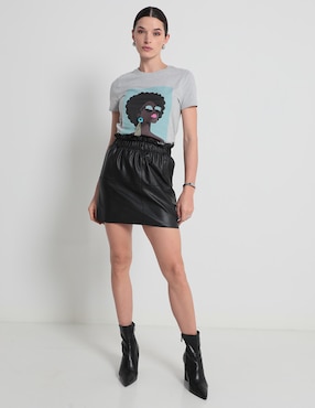 Playera manga corta Metropolis cuello redondo para mujer