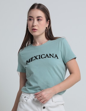 Playera manga corta Metropolis cuello redondo para mujer