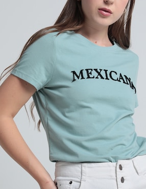 Playera manga corta Metropolis cuello redondo para mujer
