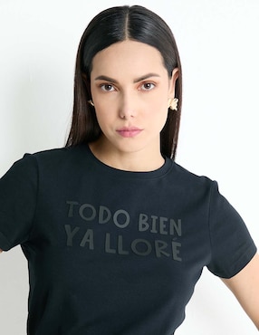 Playera manga corta Metropolis cuello redondo para mujer