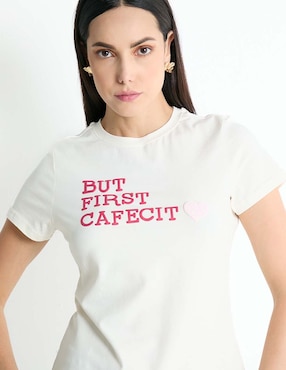 Playera manga corta Metropolis cuello redondo para mujer