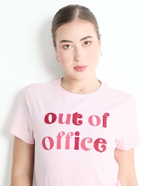 Playera manga corta Metropolis cuello redondo para mujer