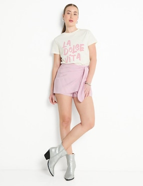 Playera manga corta Metropolis cuello redondo para mujer