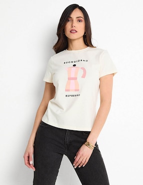 Playera manga corta Metropolis cuello redondo para mujer