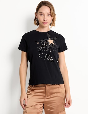 Playera manga corta Metropolis cuello redondo para mujer