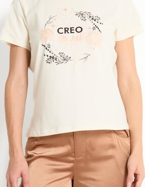 Playera manga corta Metropolis cuello redondo para mujer