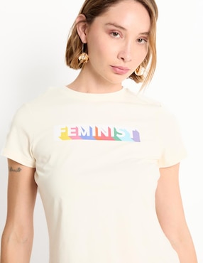 Playera manga corta Metropolis cuello redondo para mujer