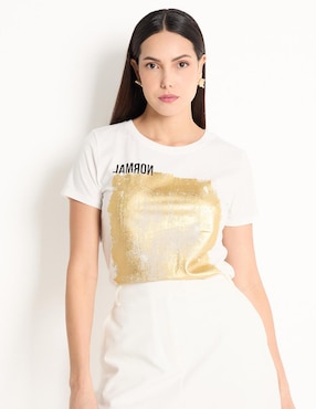 Playera Manga Corta Metropolis Cuello Redondo Para Mujer