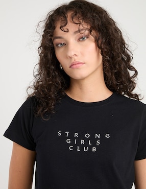 Playera manga corta Metropolis cuello redondo para mujer
