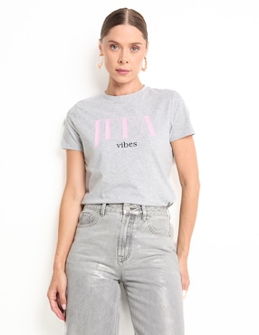 Playera manga corta Metropolis cuello redondo para mujer