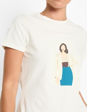 Playera manga corta Metropolis cuello redondo para mujer