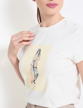 Playera manga corta Metrópolis cuello redondo para mujer