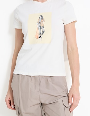 Playera manga corta Metrópolis cuello redondo para mujer