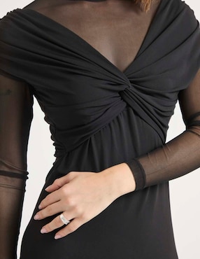 Vestido midi de fiesta Metropolis escote ilusión