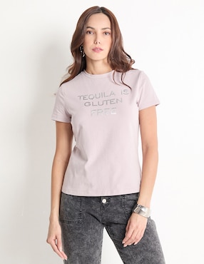 Playera manga corta Metropolis cuello redondo para mujer
